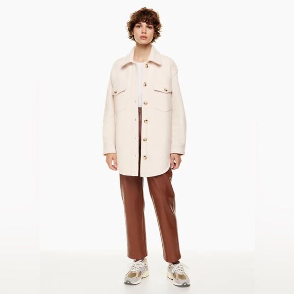 NWOT Aritzia Wilfred Free Ganna Shacket in Heather Bone - Picture 6 of 13